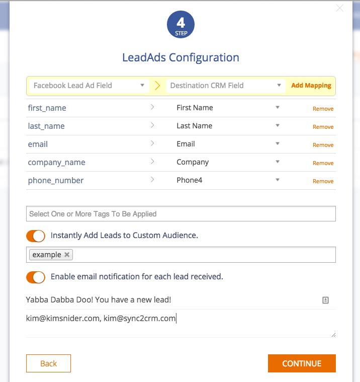 Facebook Lead Custom Field Mapping in Infusionsoft
