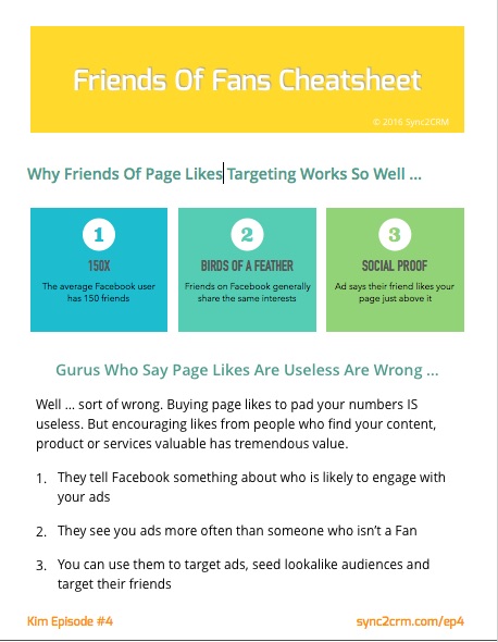 Facebook Ad targeting Friends Of Fans Cheatsheet